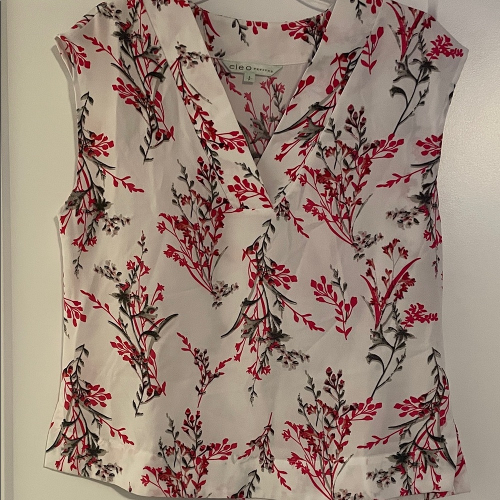 Cleo Women's Red and Black Floral Blouse